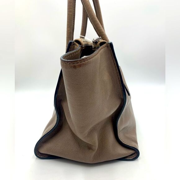 Auth PRADA Glacé Calf Pomice Twin Pocket Tote Bag Very Good Preloved Satchel - Picture 12 of 16